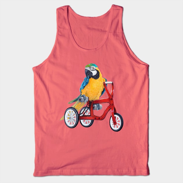 Parrot Macaw on Bike Tank Top by ruta13art